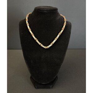 Cool Jewels Vintage Handcrafted Metal & Wood Beaded Necklace Lobster Clasp Beads